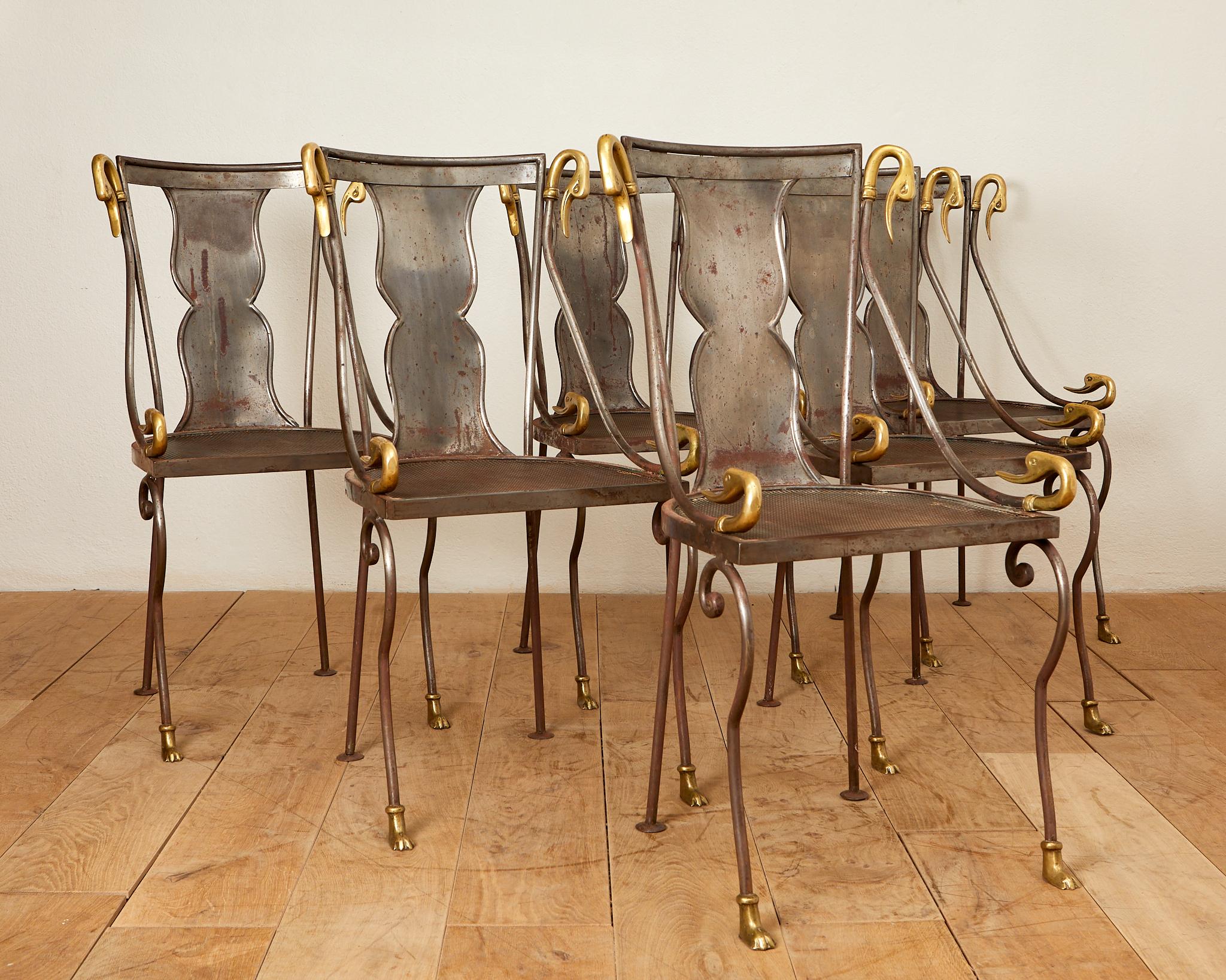 Modern Maison Jansen, Rue Royale, set of six chairs, circa 1960, France.