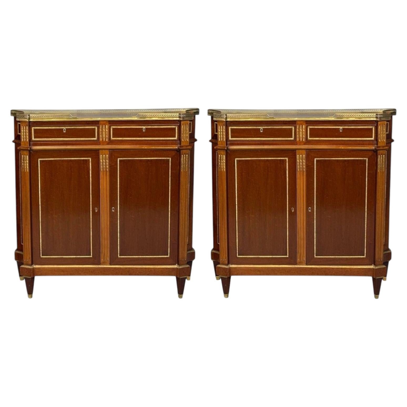 Maison Jansen, Russian Neoclassical Style, Large Cabinets, Mahogany, Bronze