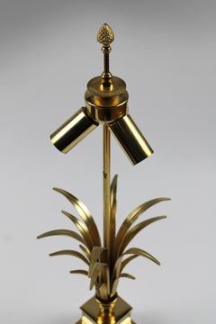 Maison Jansen sculptural Brass Palm Tree Table Lamp Hollywood Regency 1970's