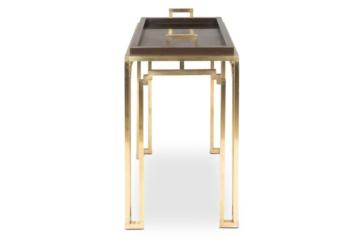 Maison Jansen. Mesa de servir de latón y melamina. 1970s Patinado en venta