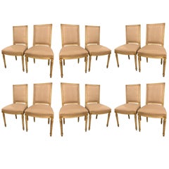 Maison Jansen Set of 12 Louis XVI Style Dining Chairs with Scalamandre Fabric