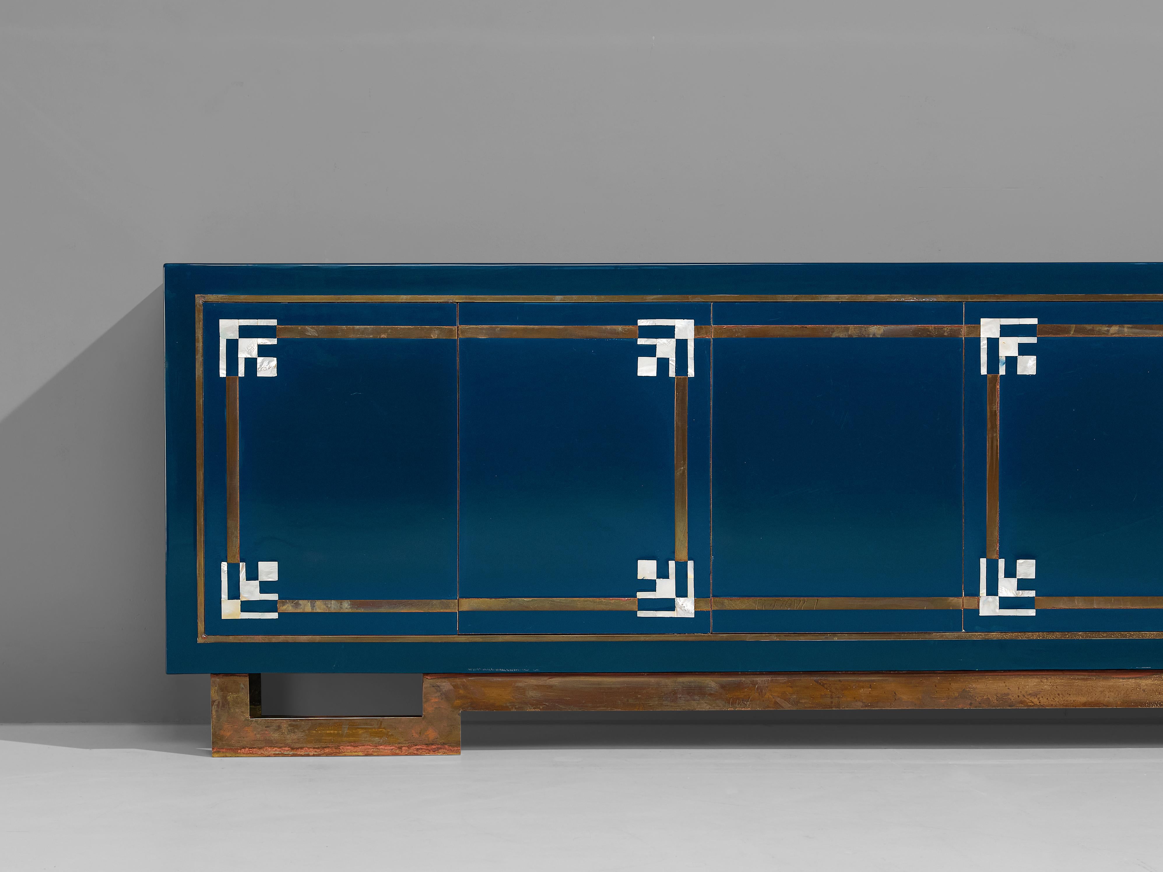 Mid-Century Modern Maison Jansen Sideboard with Shell Inlay Details