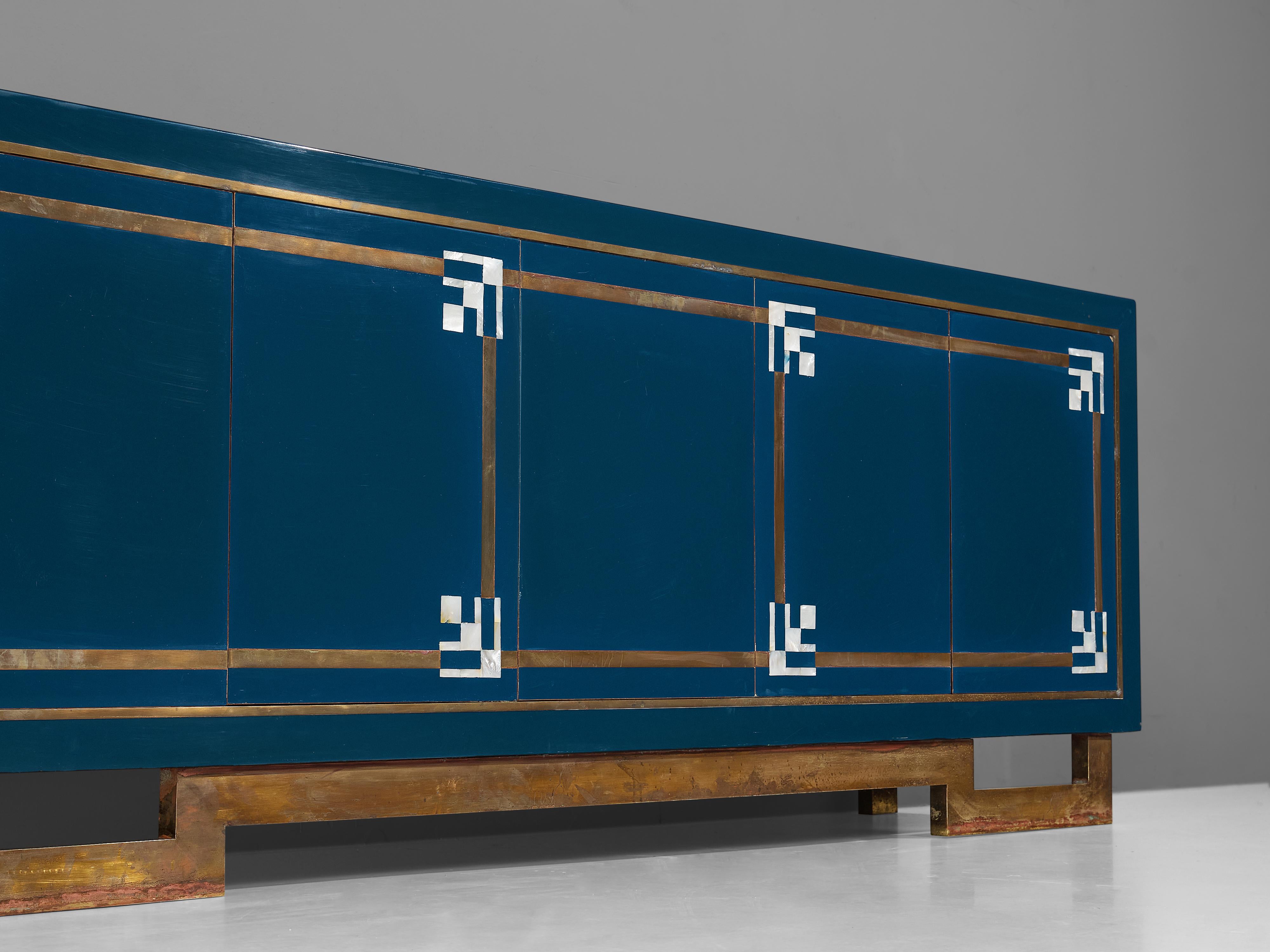 Maison Jansen Sideboard with Shell Inlay Details In Good Condition In Waalwijk, NL
