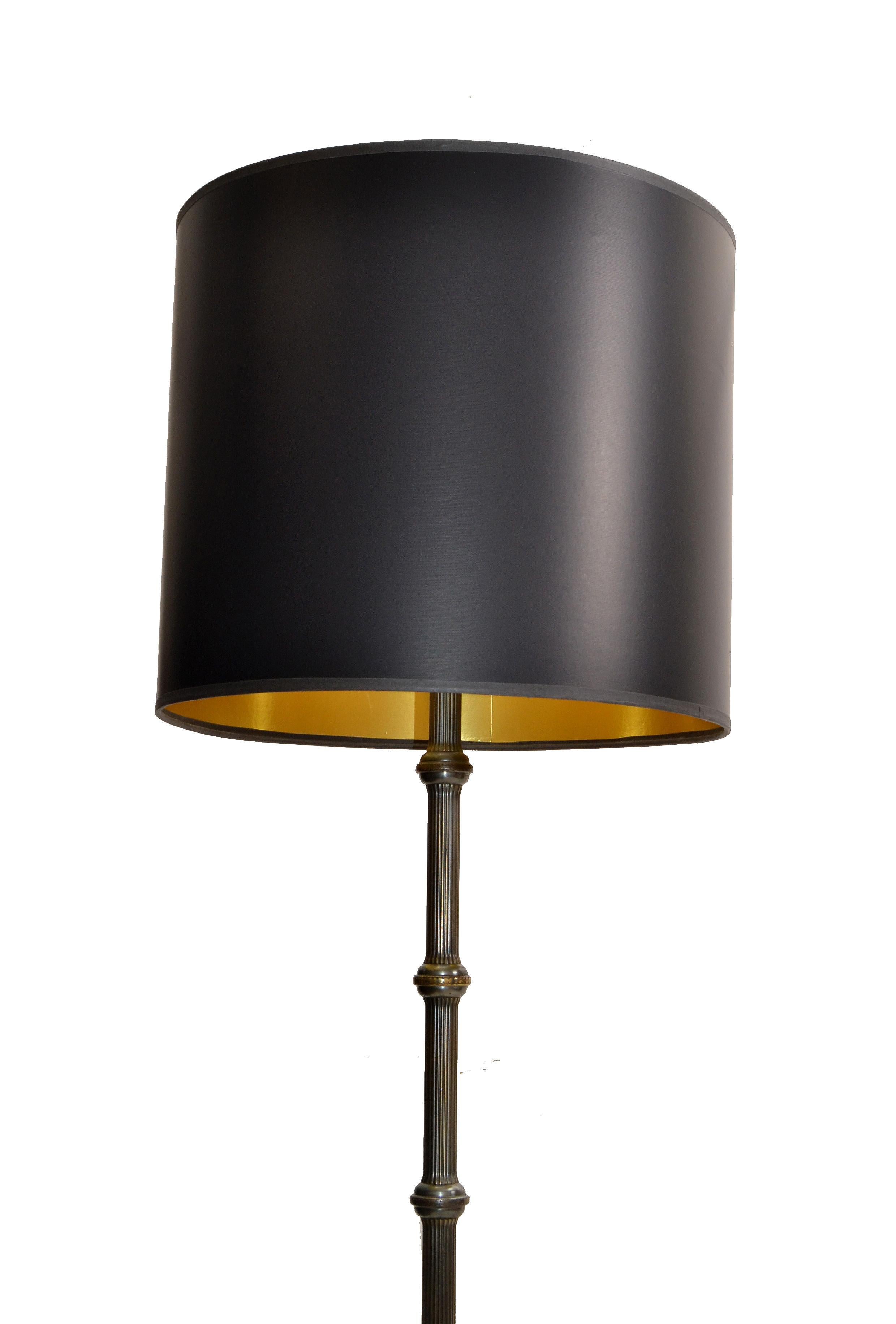 Maison Jansen Silvered Bronze & Brass Floor Lamp Mid-Century Modern France 1950 For Sale 4