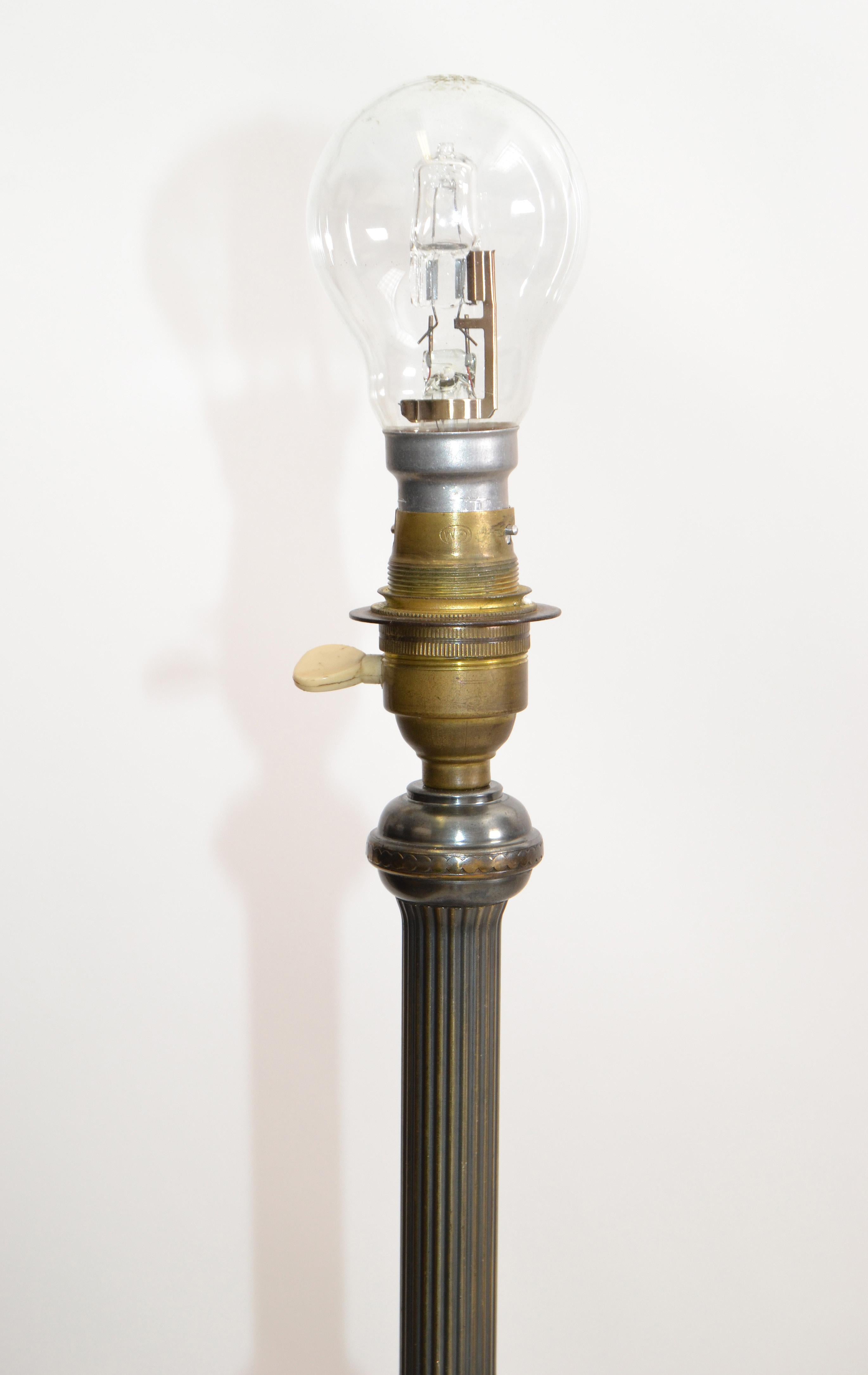 Maison Jansen Silvered Bronze & Brass Floor Lamp Mid-Century Modern France 1950 For Sale 5