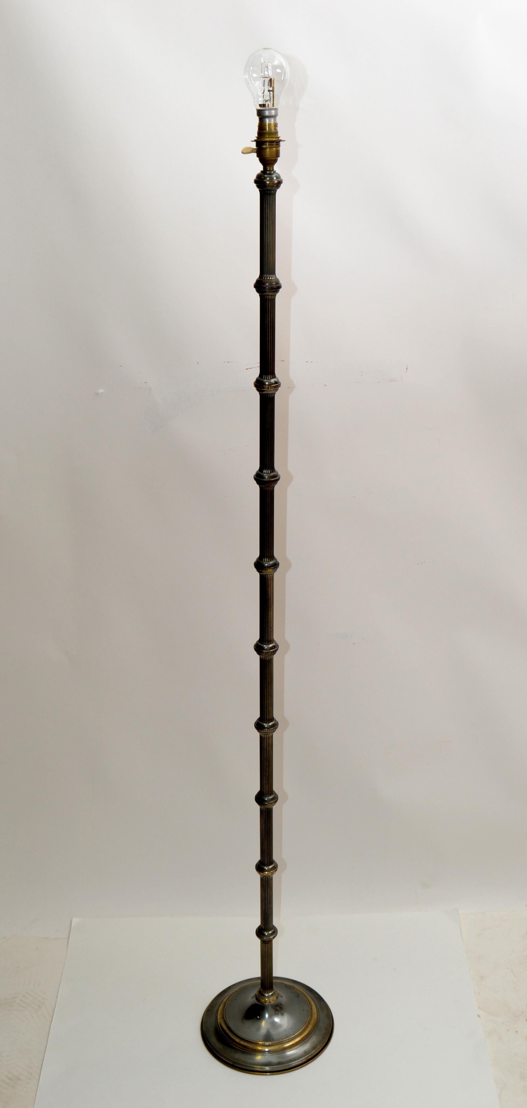 Maison Jansen Silvered Bronze & Brass Floor Lamp Mid-Century Modern France 1950 For Sale 6