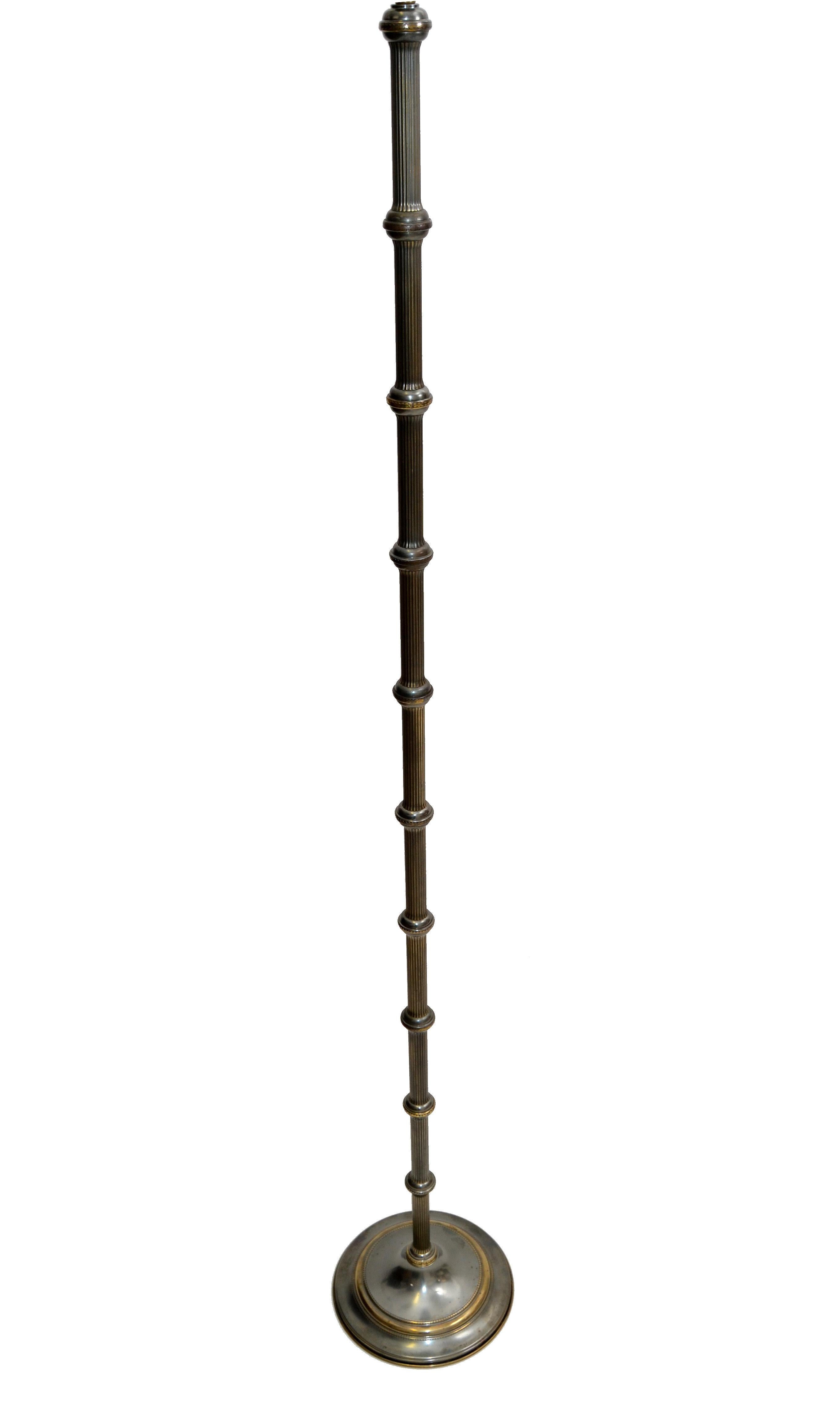 Maison Jansen Silvered Bronze & Brass Floor Lamp Mid-Century Modern France 1950 For Sale 7