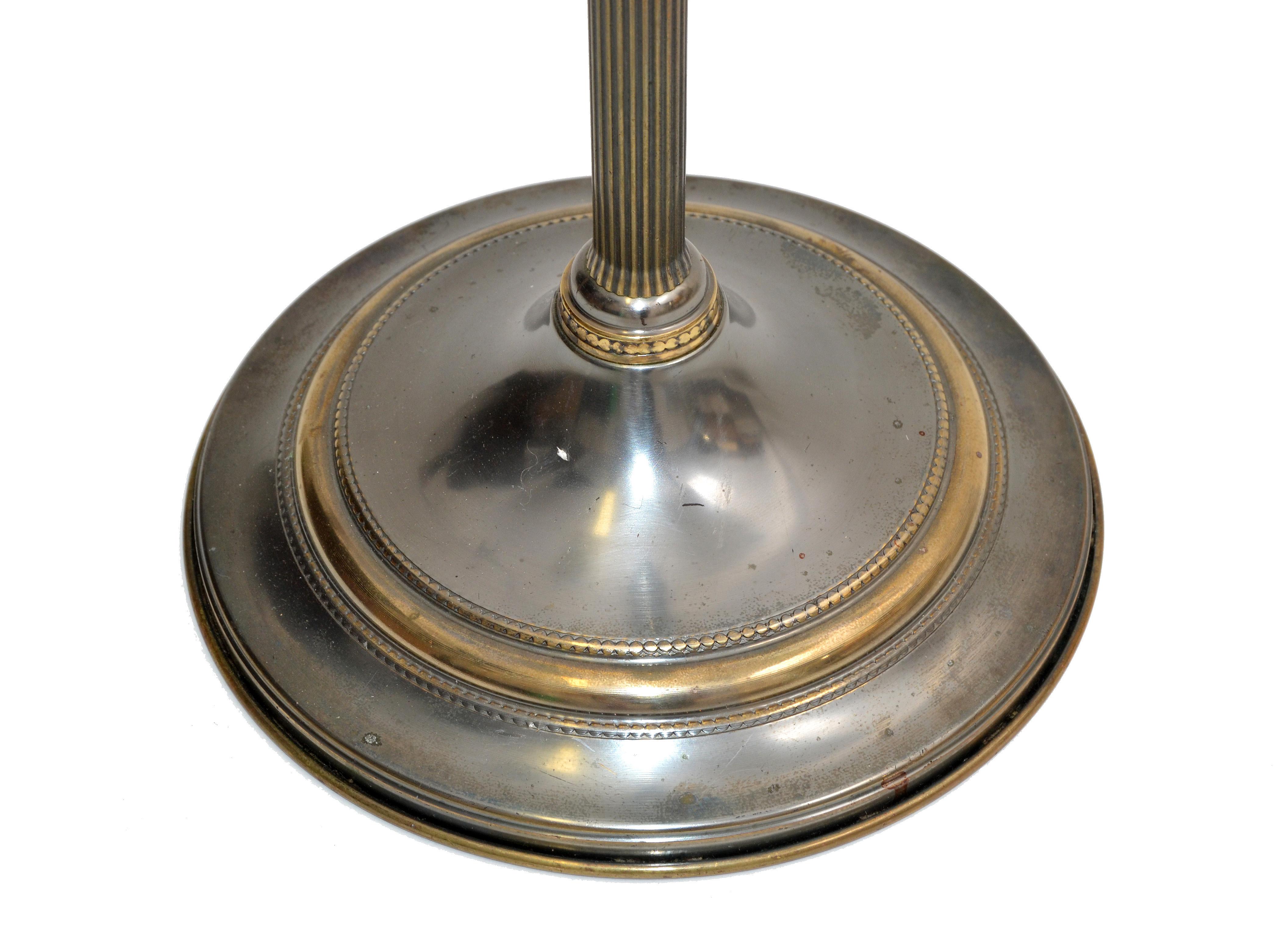 Maison Jansen Silvered Bronze & Brass Floor Lamp Mid-Century Modern France 1950 For Sale 8
