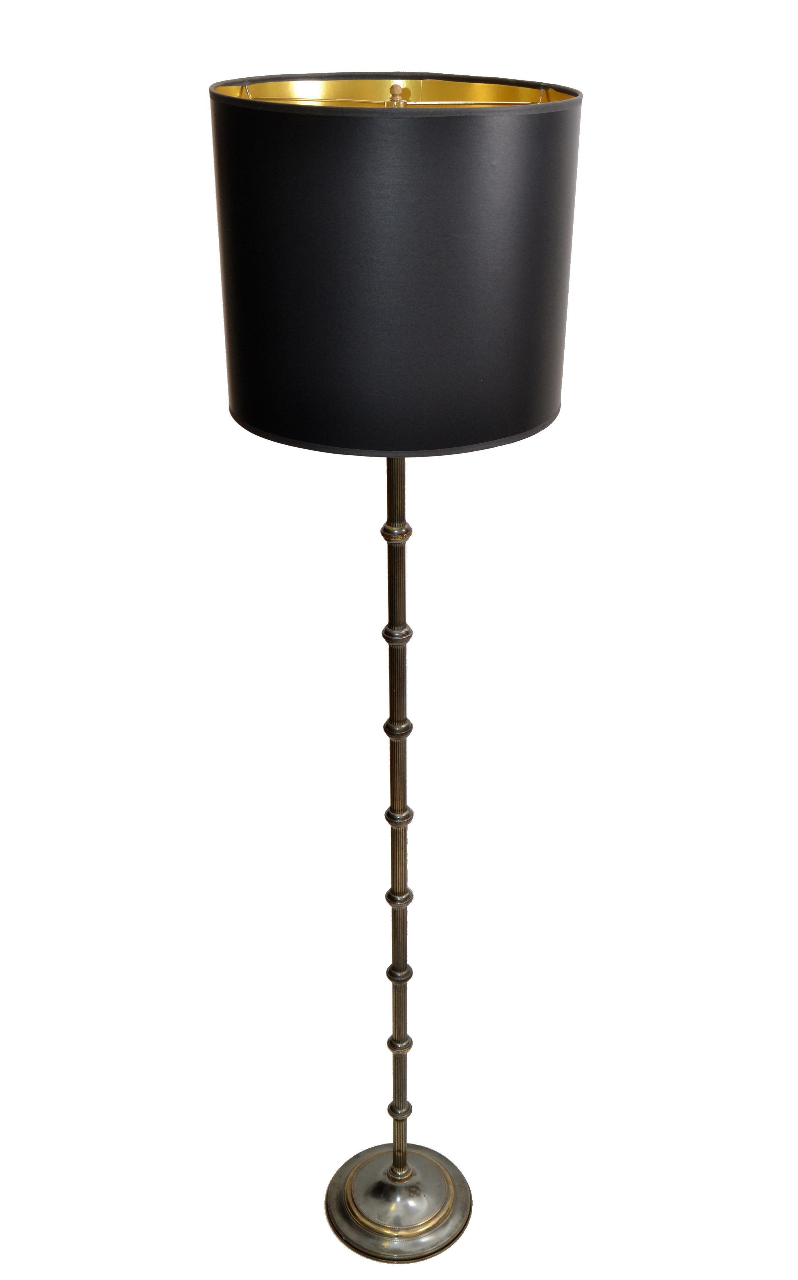 Maison Jansen Versilberte Bronze- und Messing-Stehlampe Mid-Century Modern, Frankreich 1950 im Angebot 8