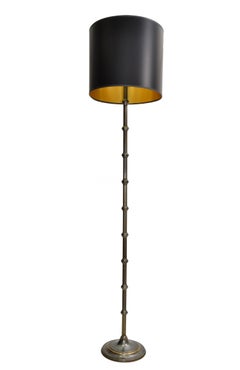Maison Jansen Versilberte Bronze- und Messing-Stehlampe Mid-Century Modern, Frankreich 1950