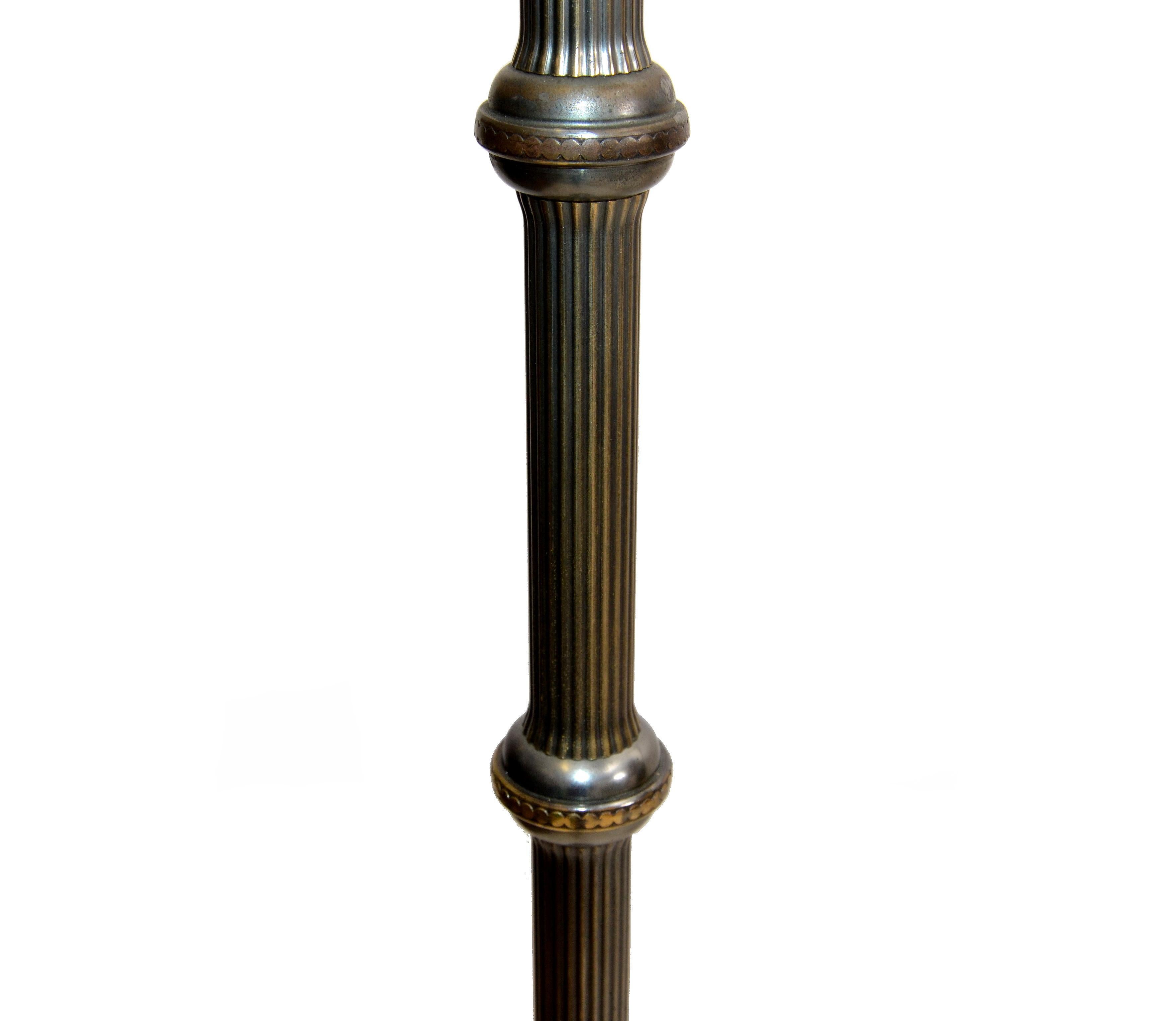 Maison Jansen Silvered Bronze & Brass Floor Lamp Mid-Century Modern France 1950 For Sale 1