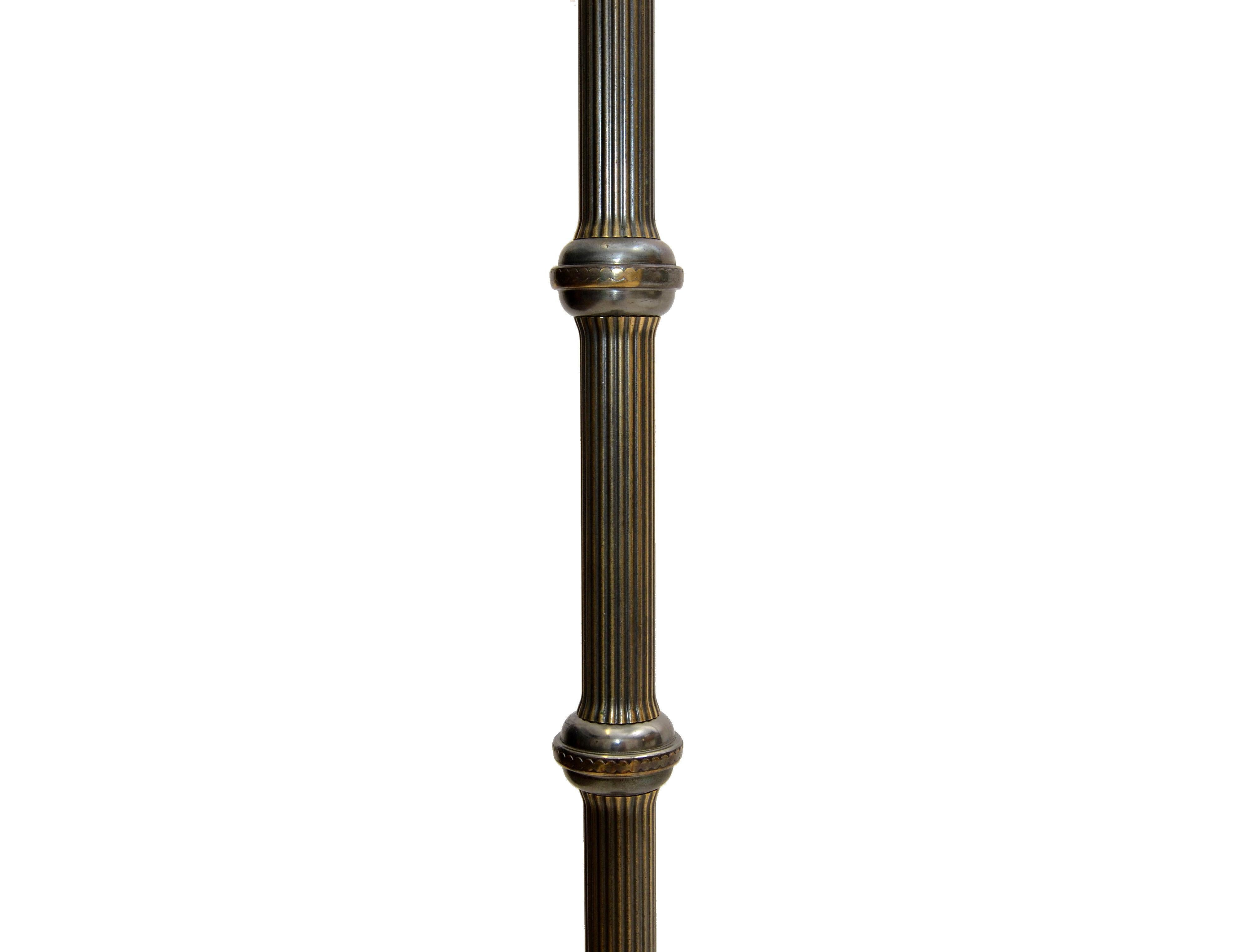 Maison Jansen Silvered Bronze & Brass Floor Lamp Mid-Century Modern France 1950 For Sale 2