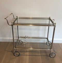 Maison Jansen Silvered on Brass Drinks Trolley with Removable Tray