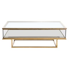 Maison Jansen, Sliding Coffee Table, Brass and Glass, France, 1970s