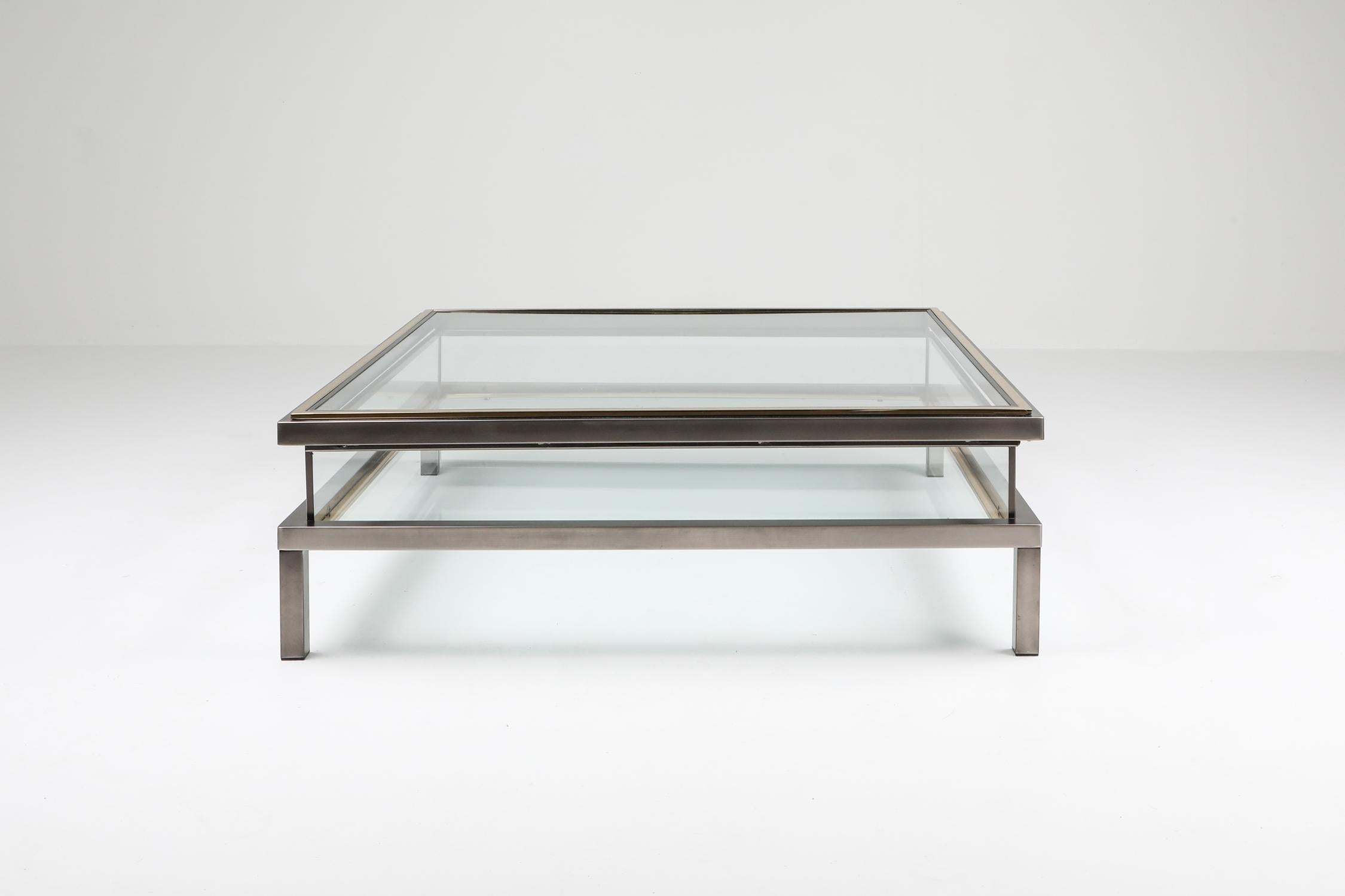 Maison Jansen Sliding Coffee Table in Chrome and Brass 1