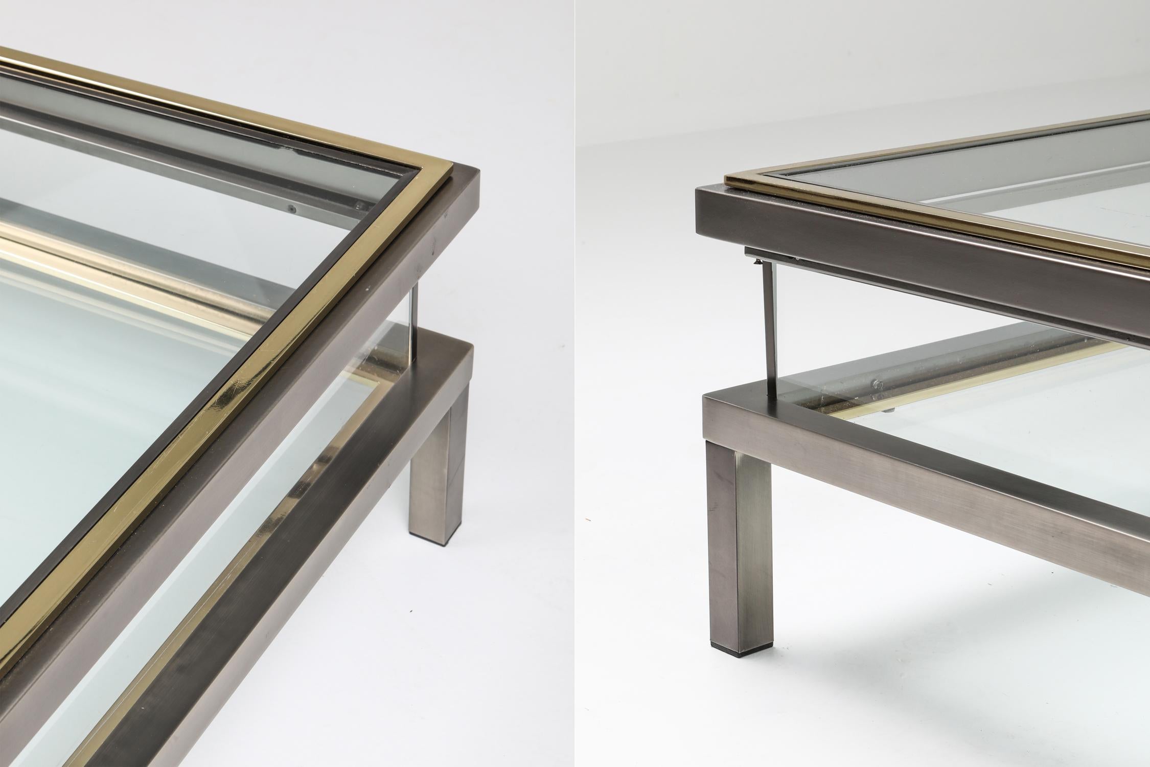 Maison Jansen Sliding Coffee Table in Chrome and Brass 2