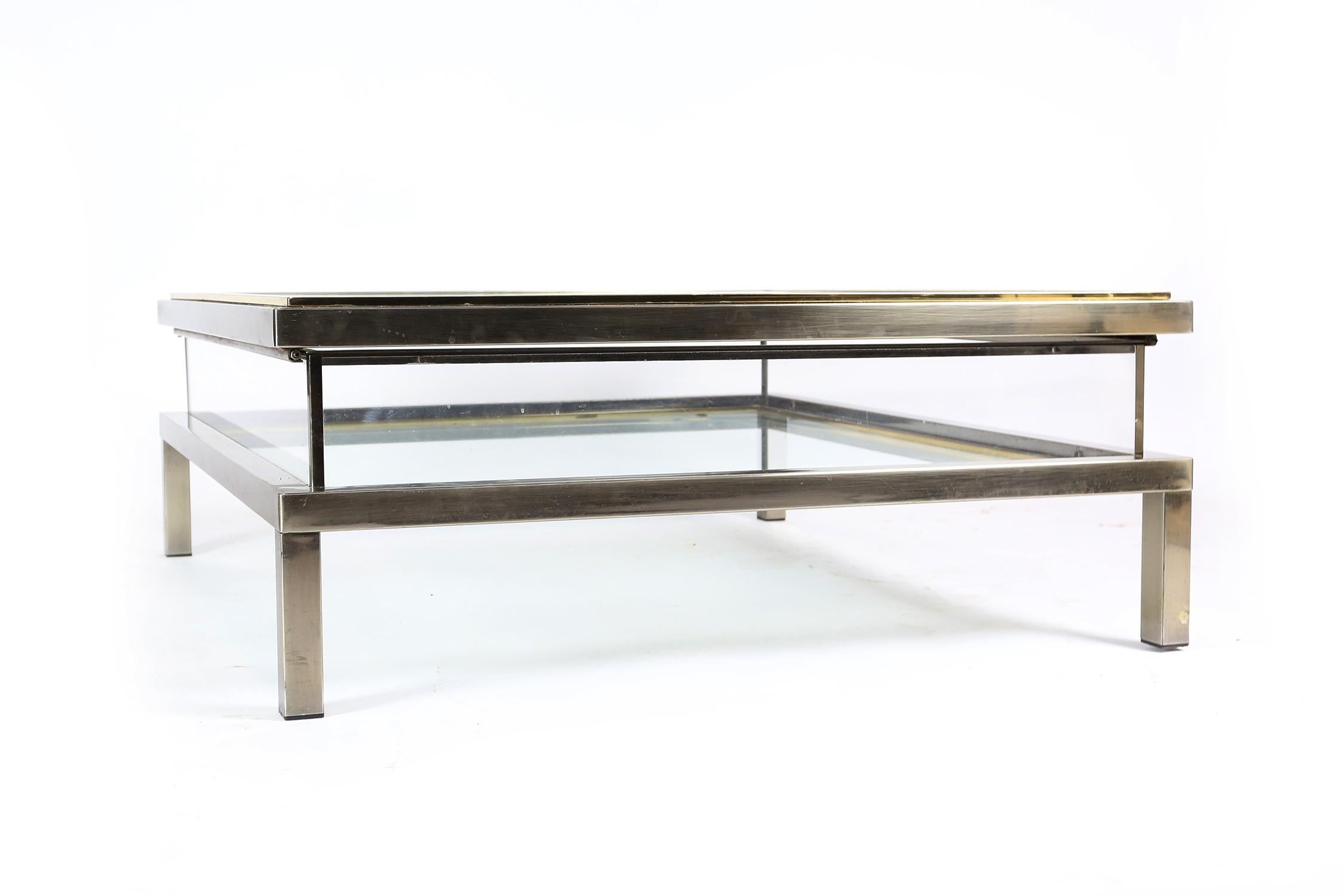 Sliding Top Coffee Table Hollywood Regency Style, 1970s For Sale 5