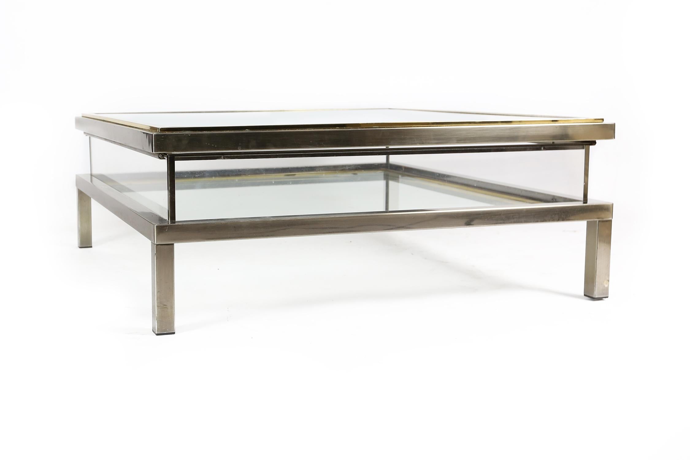 Sliding Top Coffee Table Hollywood Regency Style, 1970s In Good Condition For Sale In Ghent, BE