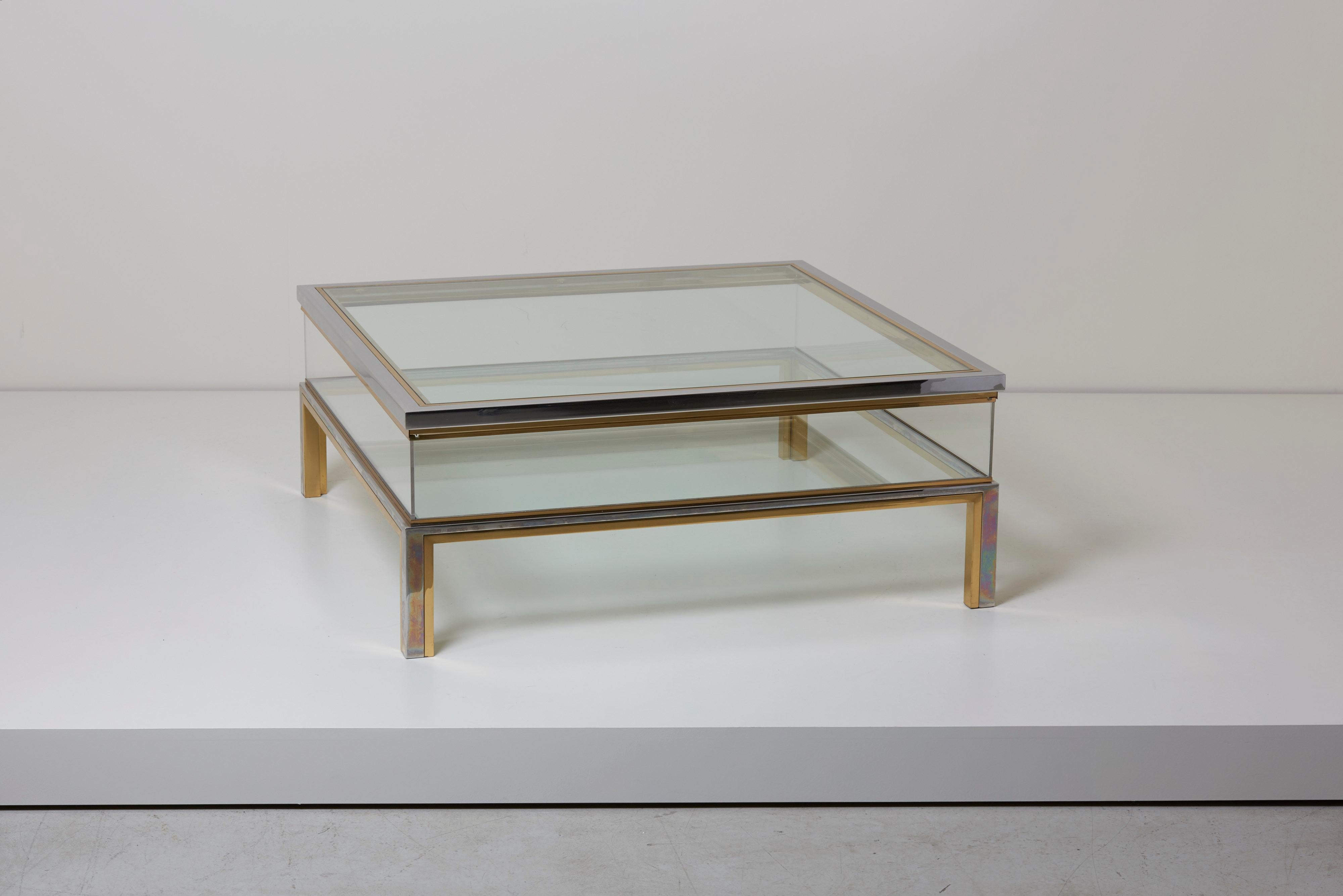 Maison Jansen Sliding Top Coffee Table in Brass and Chrome In Excellent Condition In Berlin, BE
