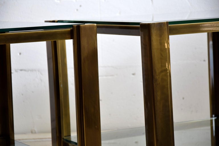 Maison Jansen Solid Brass Hollywood Regency Side Tables In Good Condition For Sale In Weesp, NL
