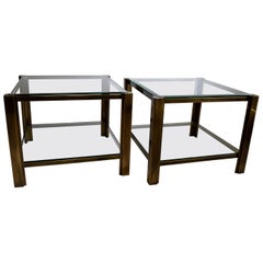 Maison Jansen Solid Brass Hollywood Regency Side Tables