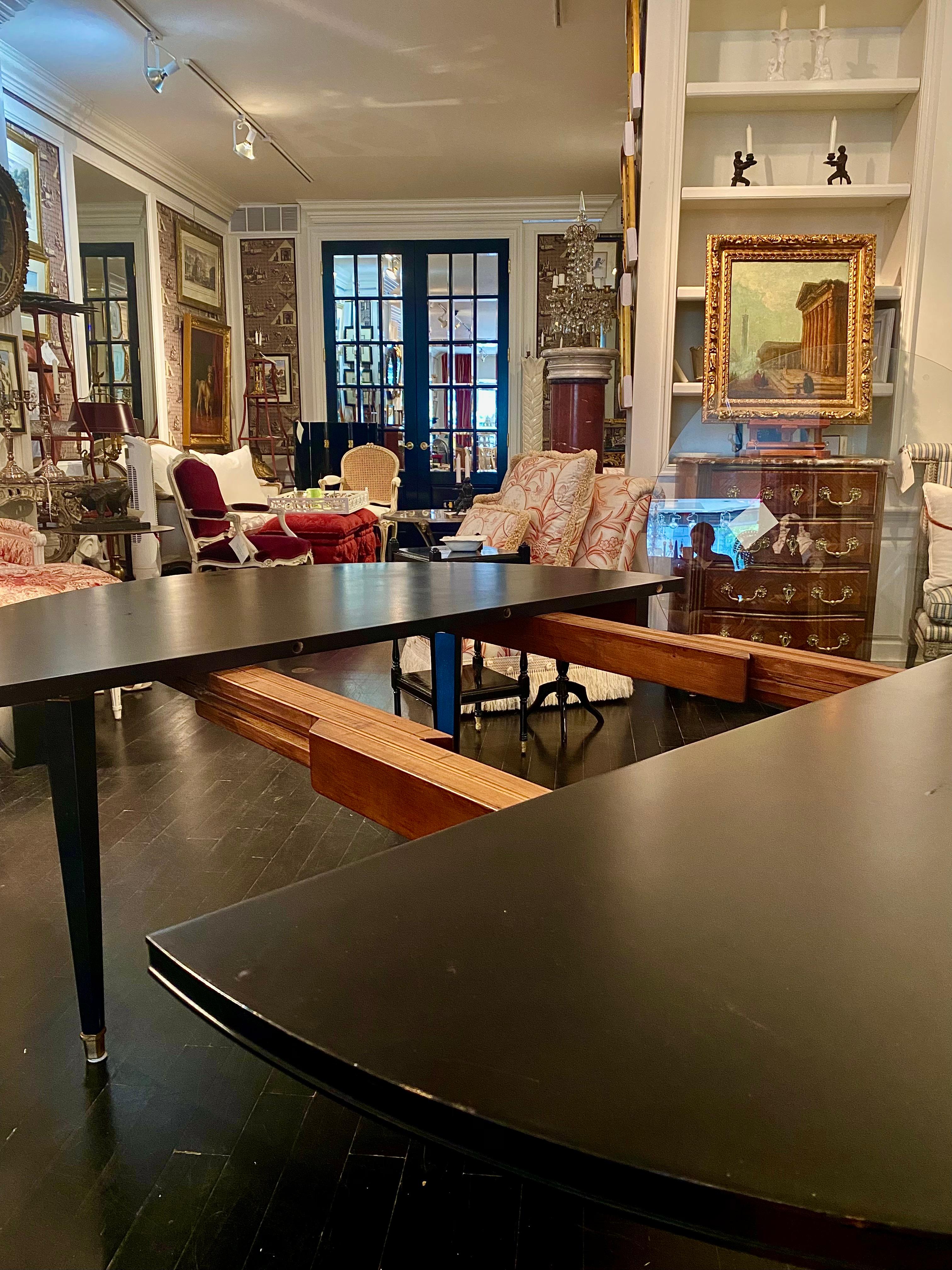 Gilt Maison Jansen Stamped Black Table, French, Louis XVI Style, Mid-Century Modern For Sale