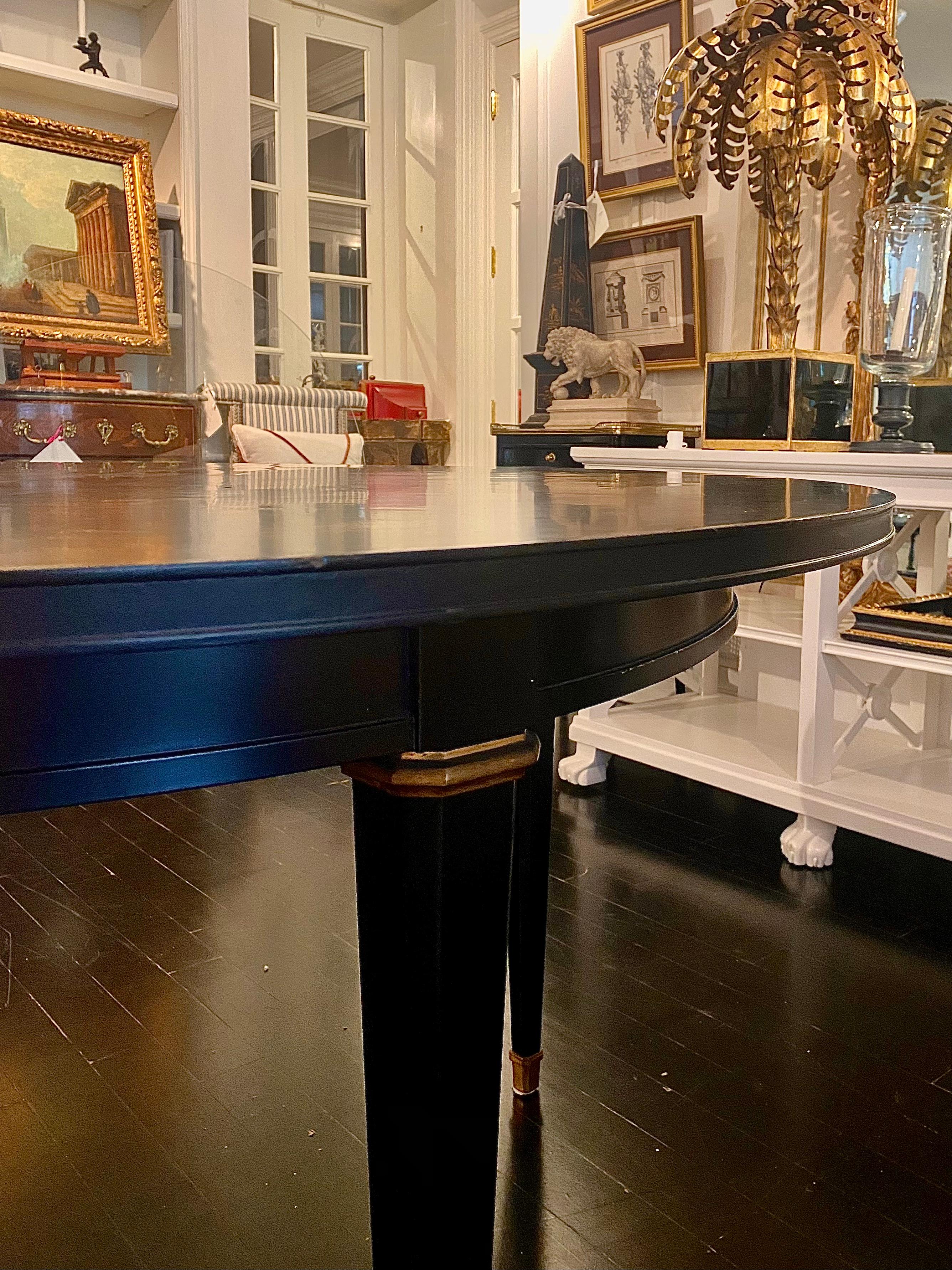 Maison Jansen Stamped Black Table, French, Louis XVI Style, Mid-Century Modern In Good Condition For Sale In Montreal, Quebec