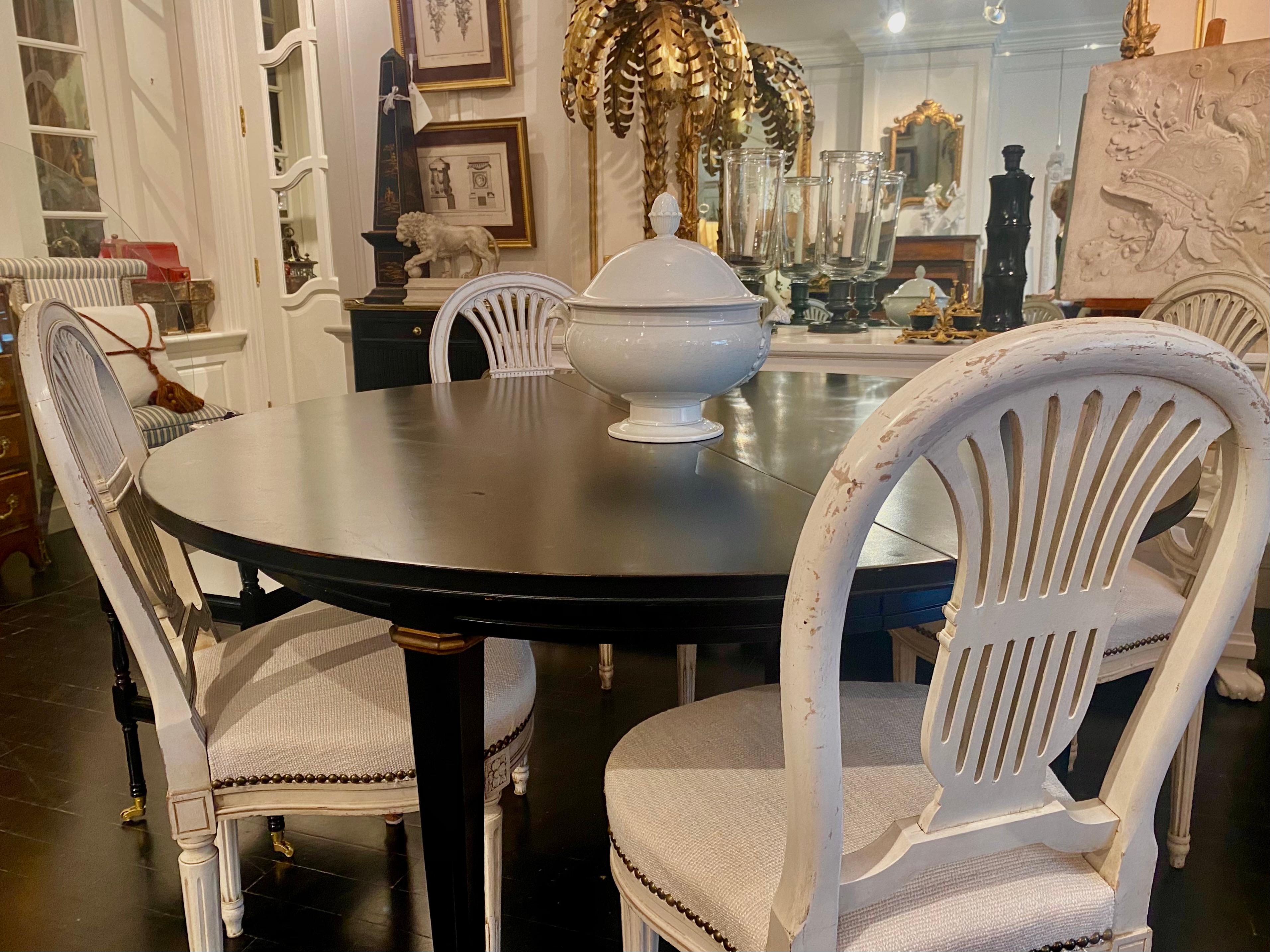 Doré Table noire estampillée Maison Jansen, française, style Louis XVI, mi-siècle moderne en vente