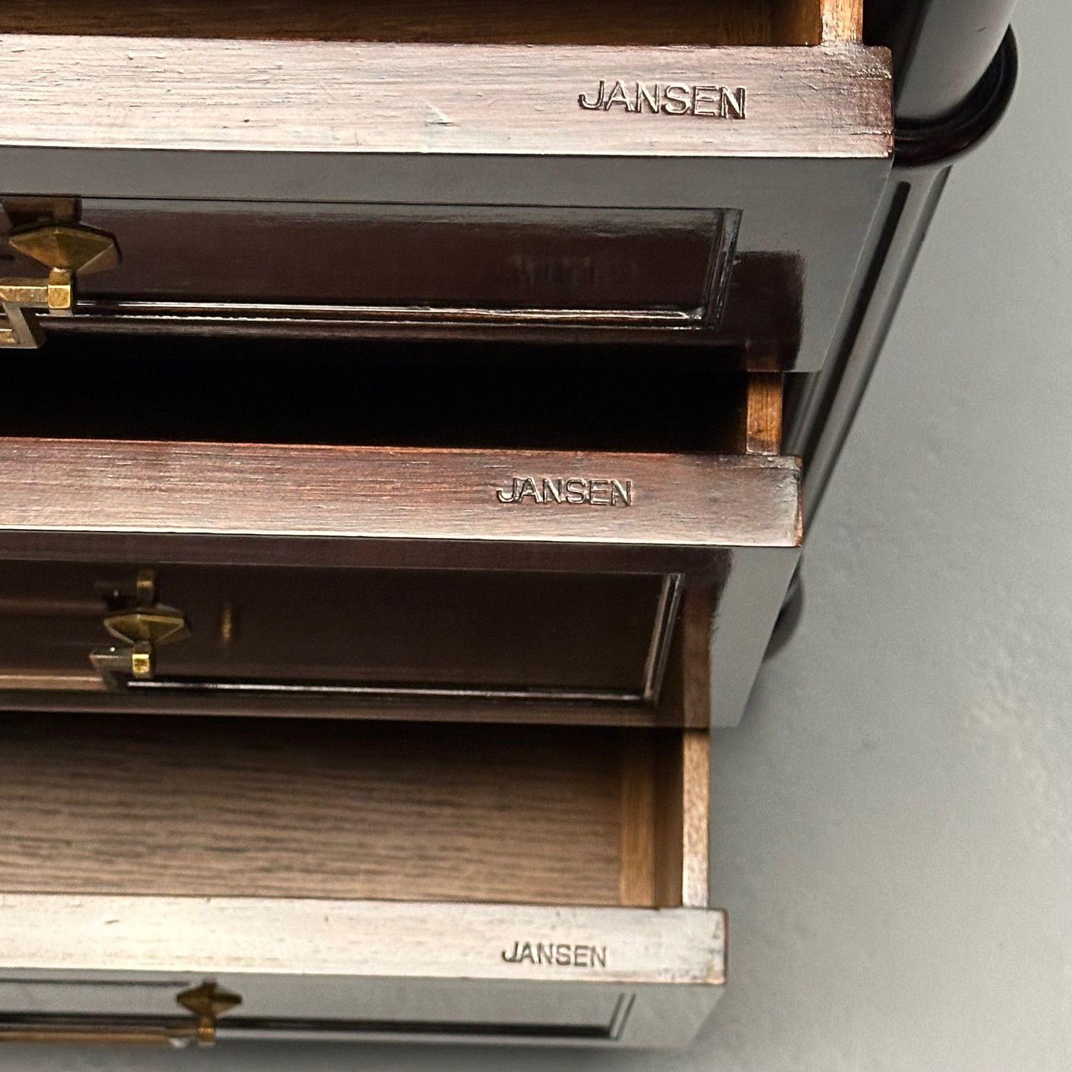 Commodo con piano in marmo in mogano stile Luigi XVI con timbro della Maison Jansen 13