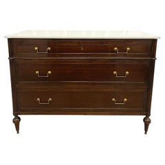 Maison Jansen Stamped Louis XVI Style Mahogany Marble-Top Commode