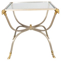 Maison Jansen Steel and Brass End Table