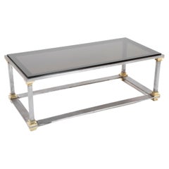 Maison Jansen Steel and Brass Glass Topped Coffee Table
