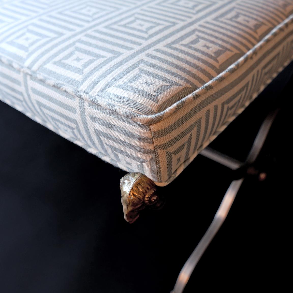 Mid-20th Century Maison Jansen Steel and Brass Neoclassic Style Bench
