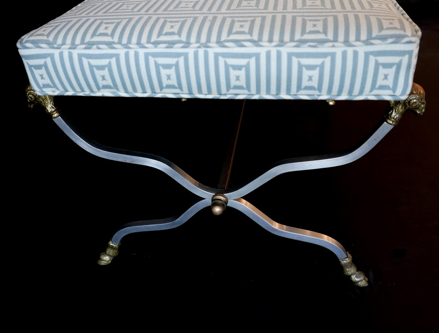 Maison Jansen Steel and Brass Neoclassic Style Bench 3