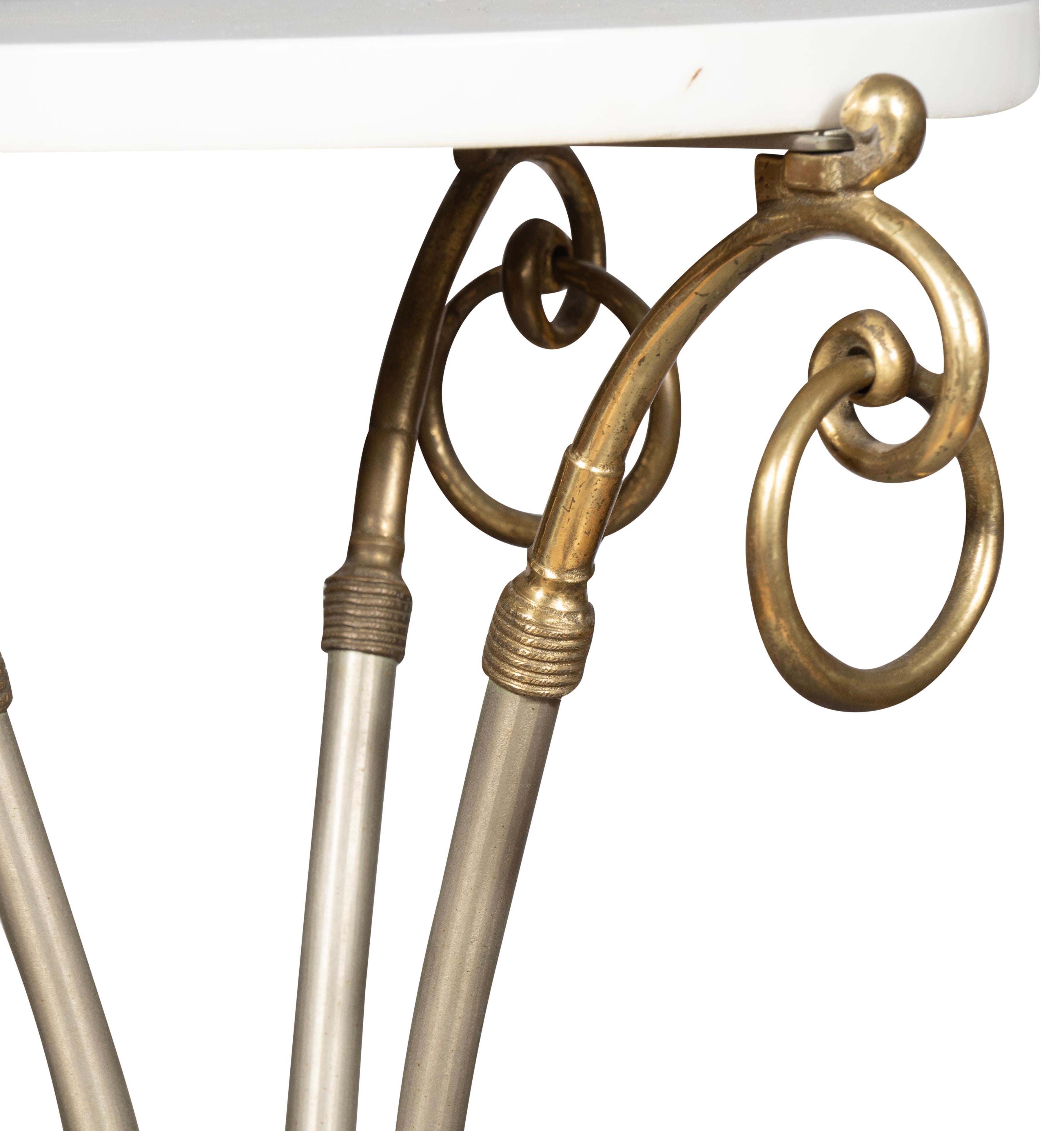 Maison Jansen Steel And Brass Pedestal Table For Sale 2