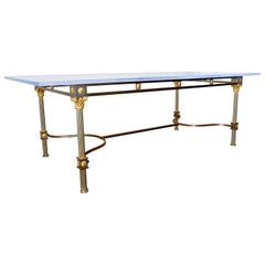 Maison Jansen Steel Brass Neoclassical Style Dining Table
