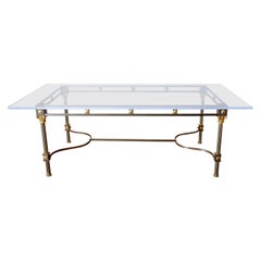 Vintage Maison Jansen Steel Brass Neoclassical Style Dining Table