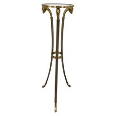 Maison Jansen Steel & Brass Ram's Head Pedestal