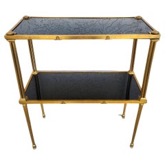 Maison Jansen Style 2-Tier Brass Side Table