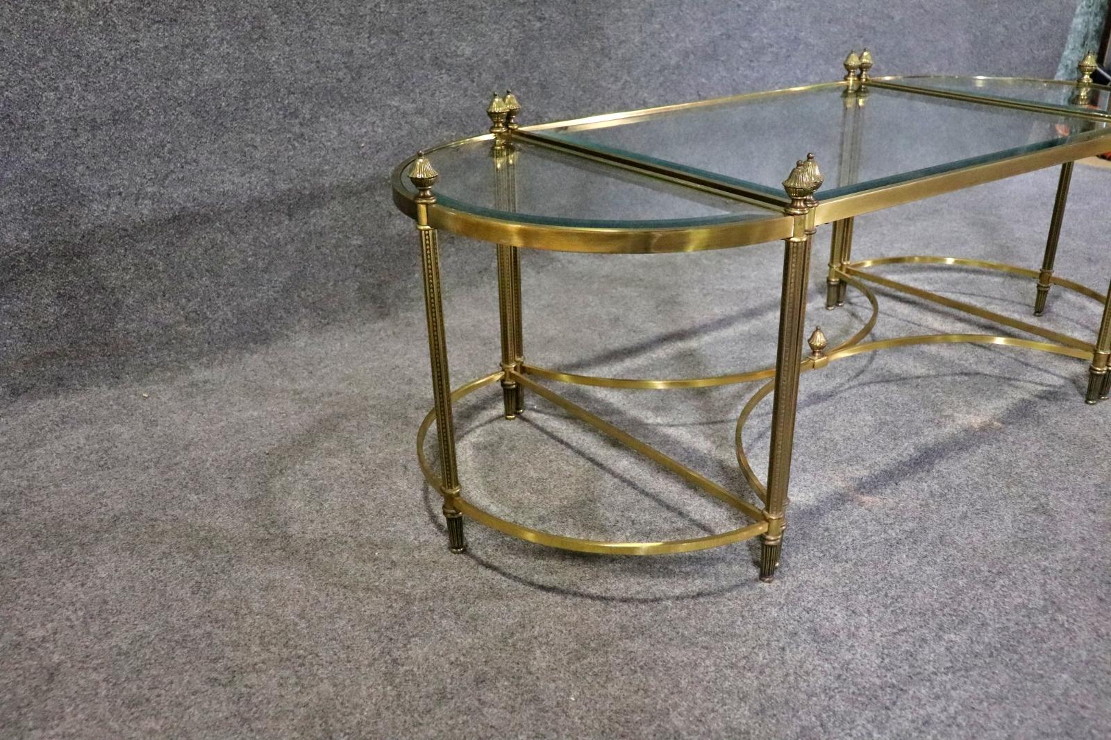 Maison Jansen Style 3 Piece Banquet Coffee Table in Brass 2