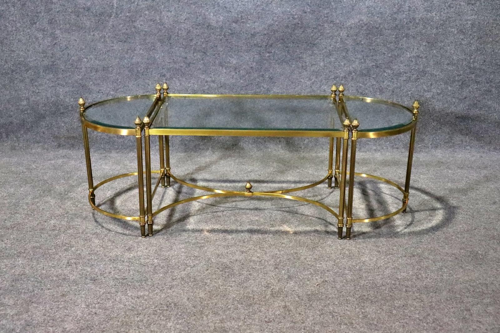 Maison Jansen Style 3 Piece Banquet Coffee Table in Brass 3