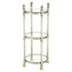 Maison Jansen Style 3 Tier Steel And Brass Side Table