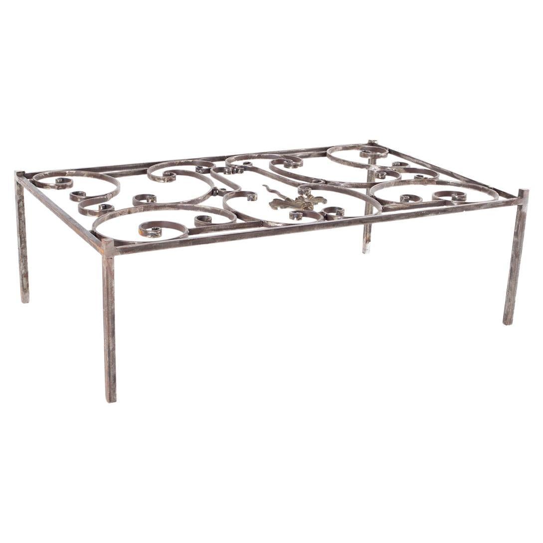 Maison Jansen Style Antique French Iron and Glass Top Coffee Table