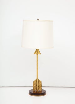 Maison Jansen Style Arrow Bronze Lamps With Wood Base