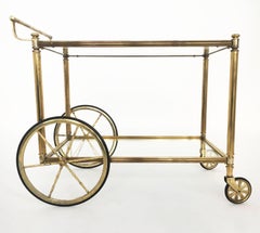 Maison Jansen Style Bar Cart in Patinated Brass, France 1950s