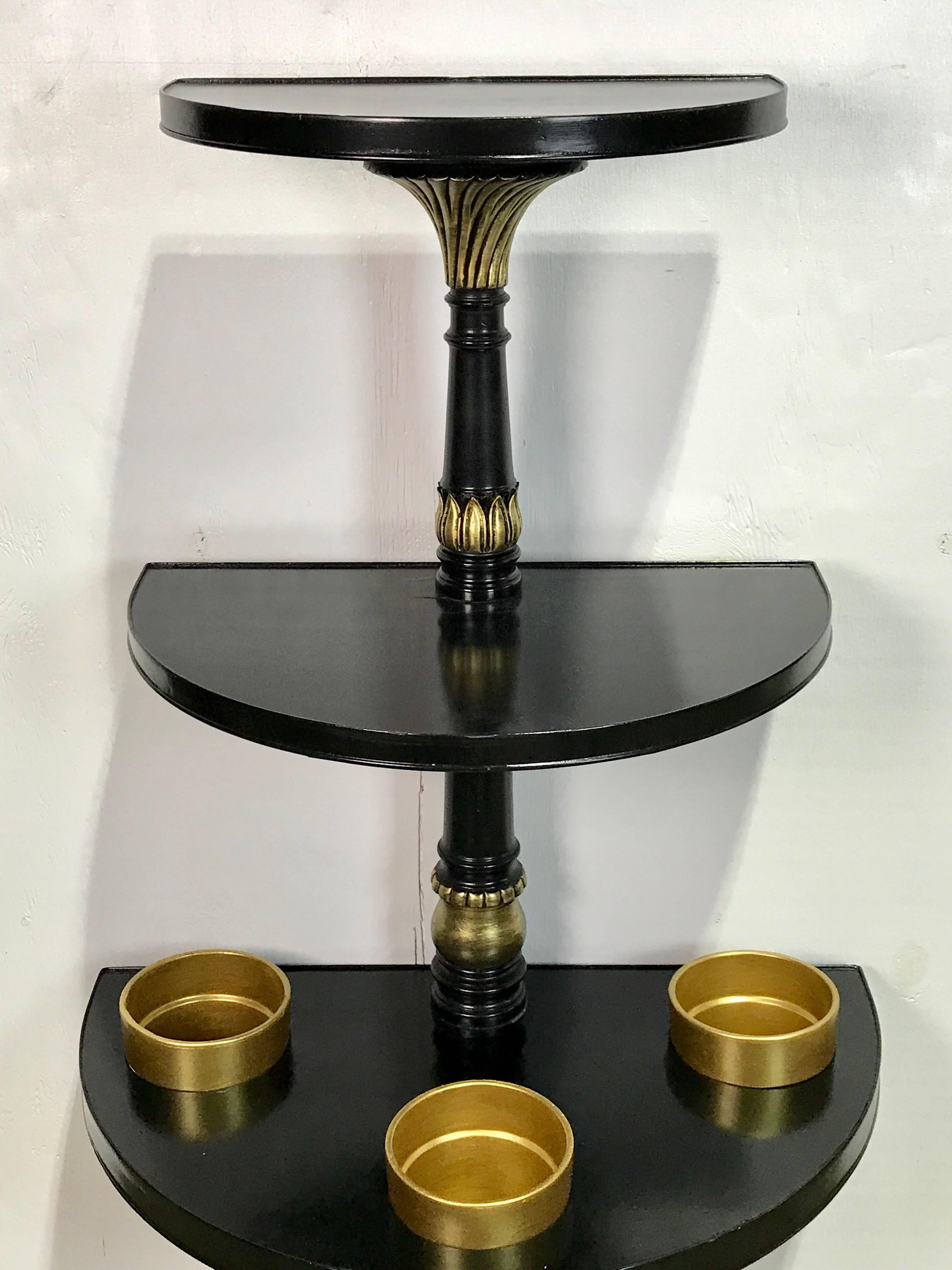 Lacquered Maison Jansen Style Black Lacquerd and Gilt Plant Stand