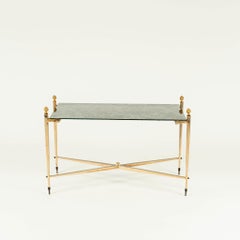Maison Jansen Style Brass and Antiqued Mirror Cocktail Table