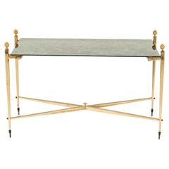 Mesa de cóctel de latón y espejo envejecido estilo Maison Jansen
