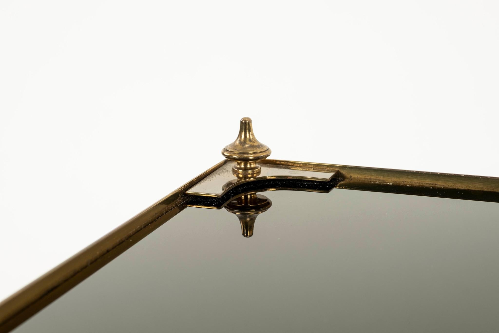 Maison Jansen Style Brass and Black Glass Cocktail Table In Good Condition In Houston, TX