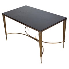 Maison Jansen style Brass and Black Granite Coffee Table